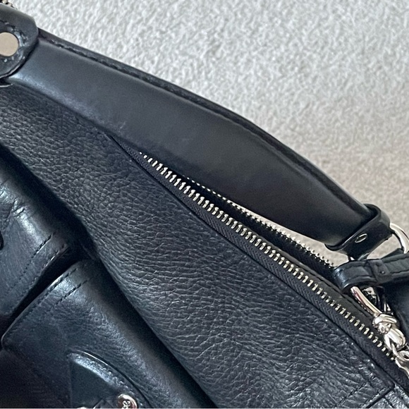 COLE HAAN Front Dual Pockets Black Leather Shoulder Hobo Bag - Picture 5 of 10